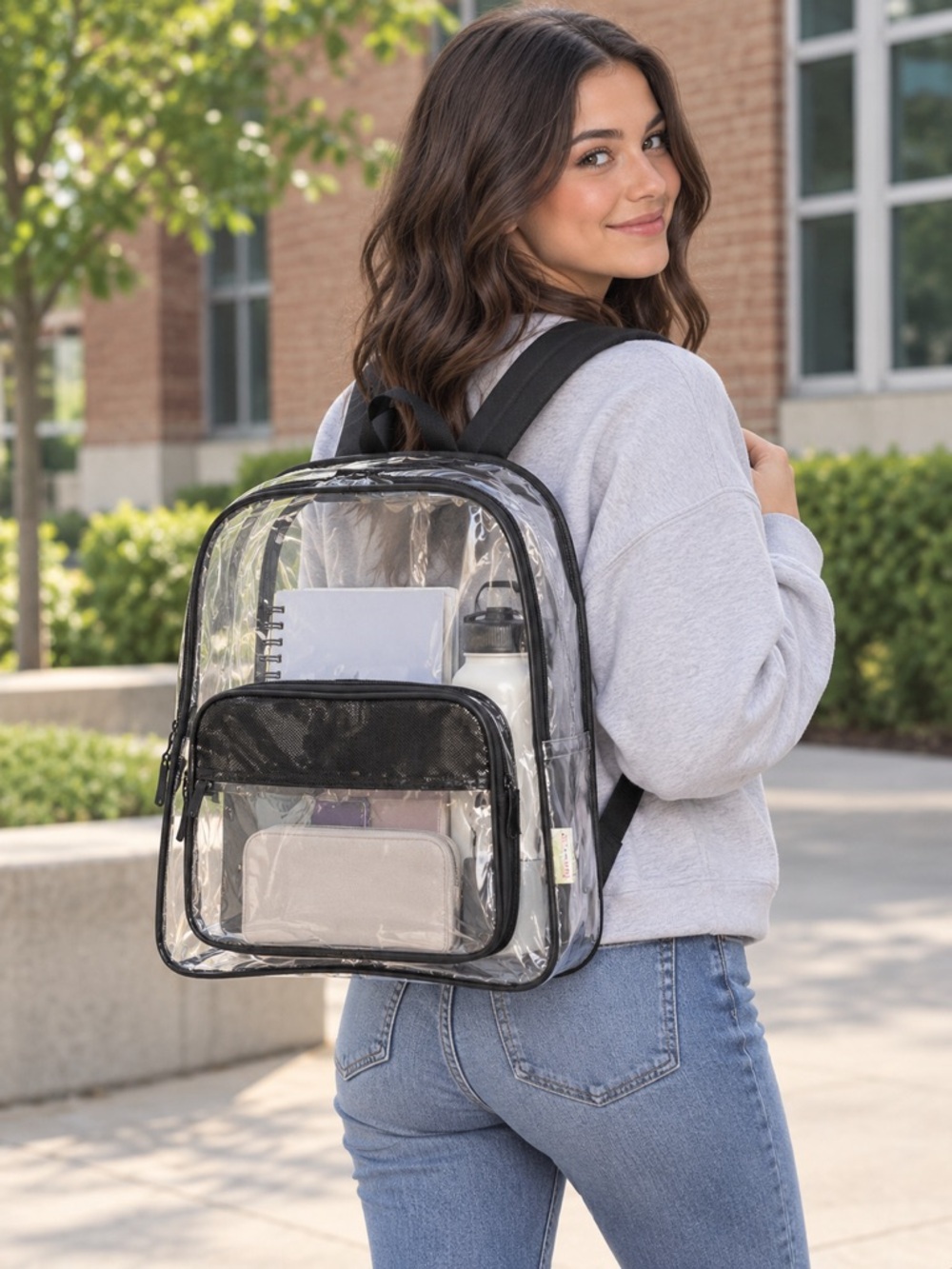 Clear Black-Trim Backpack - Transparent School & Travel Bag